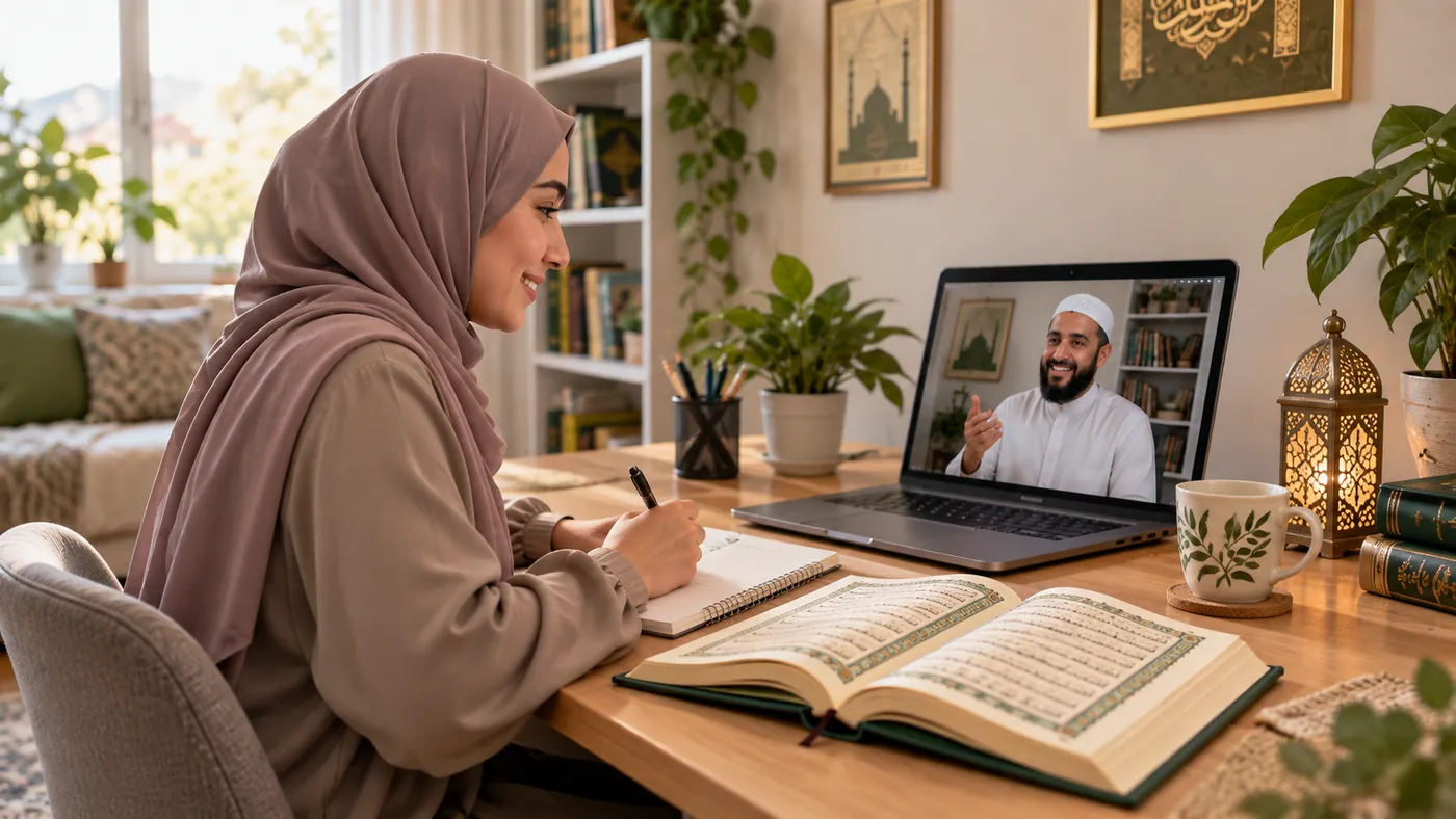 Child attending a calm one-to-one online Quran lesson
