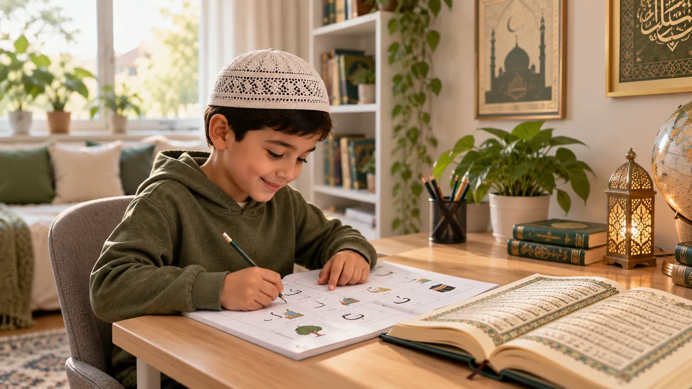 Busy adult completing a calm short Quran routine in the evening