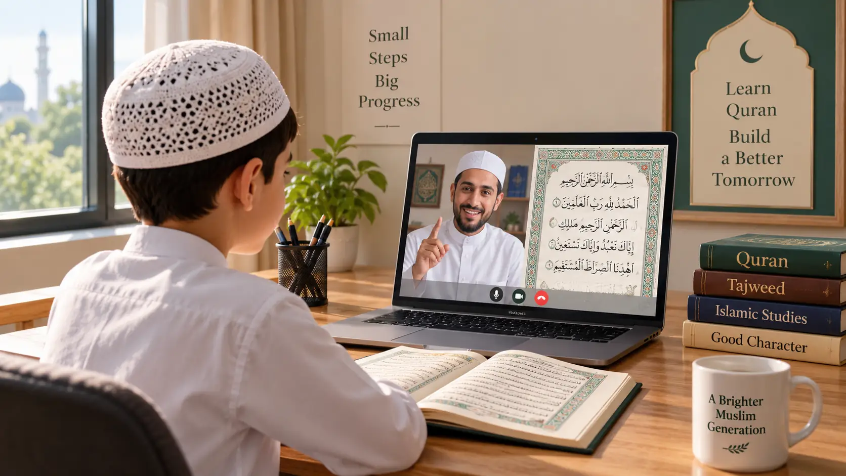 Learner speaking with an online Quran teacher after a trial lesson