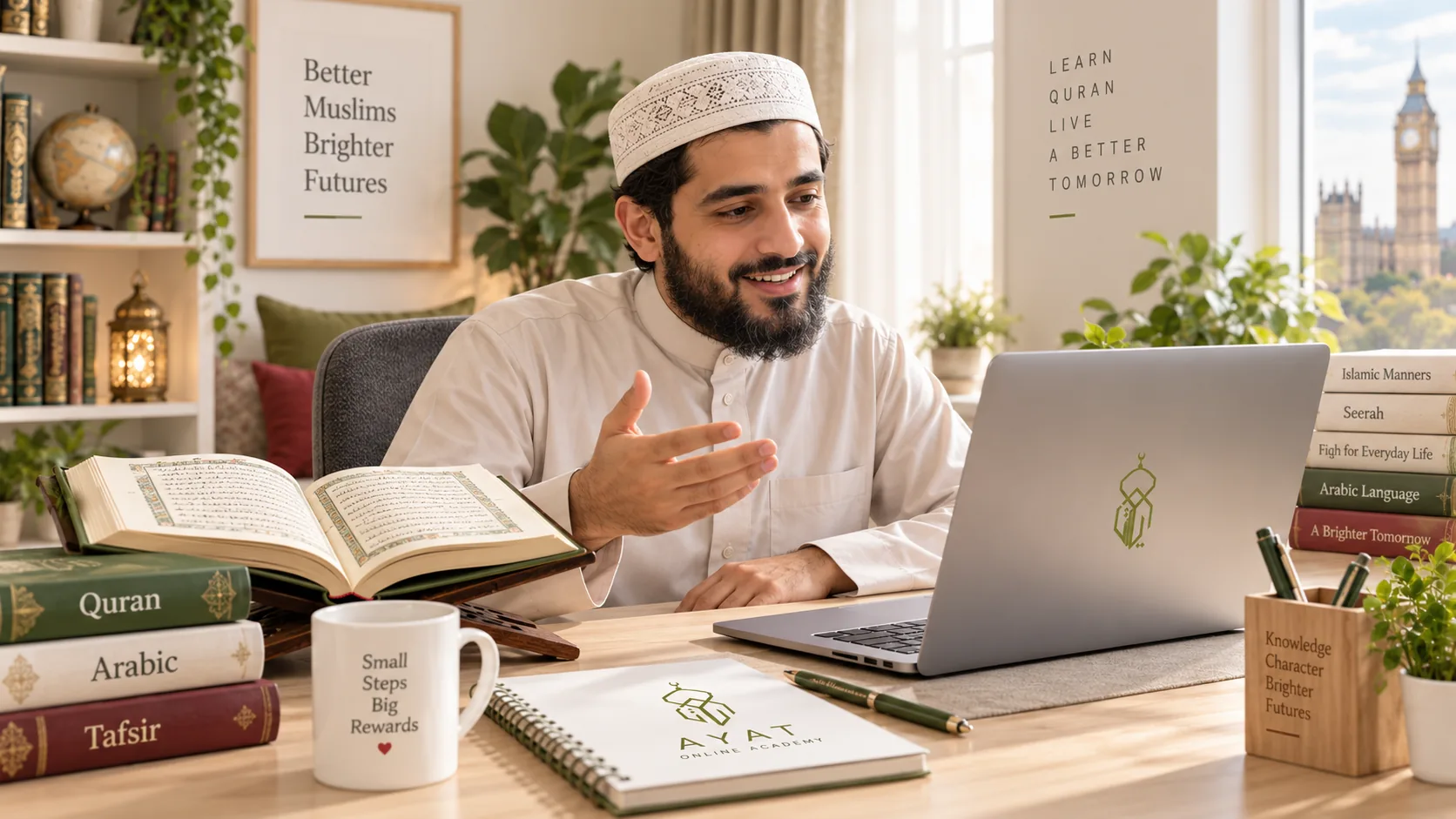 Online Quran teacher delivering a live lesson